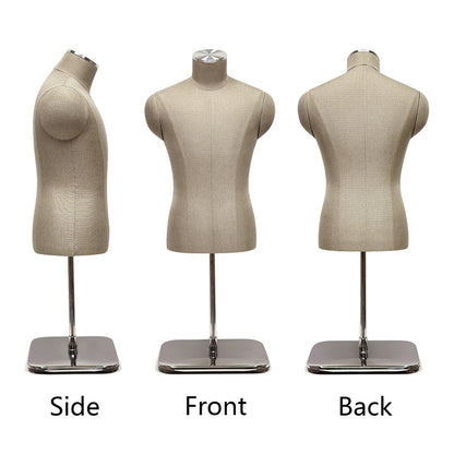 Jelimate Luxury Gray Men Half Body Mannequin,Male Dress Form Suit Display Mannequin Torso,Clothing Store Tabletop Mannequin Dummy Male Display Model