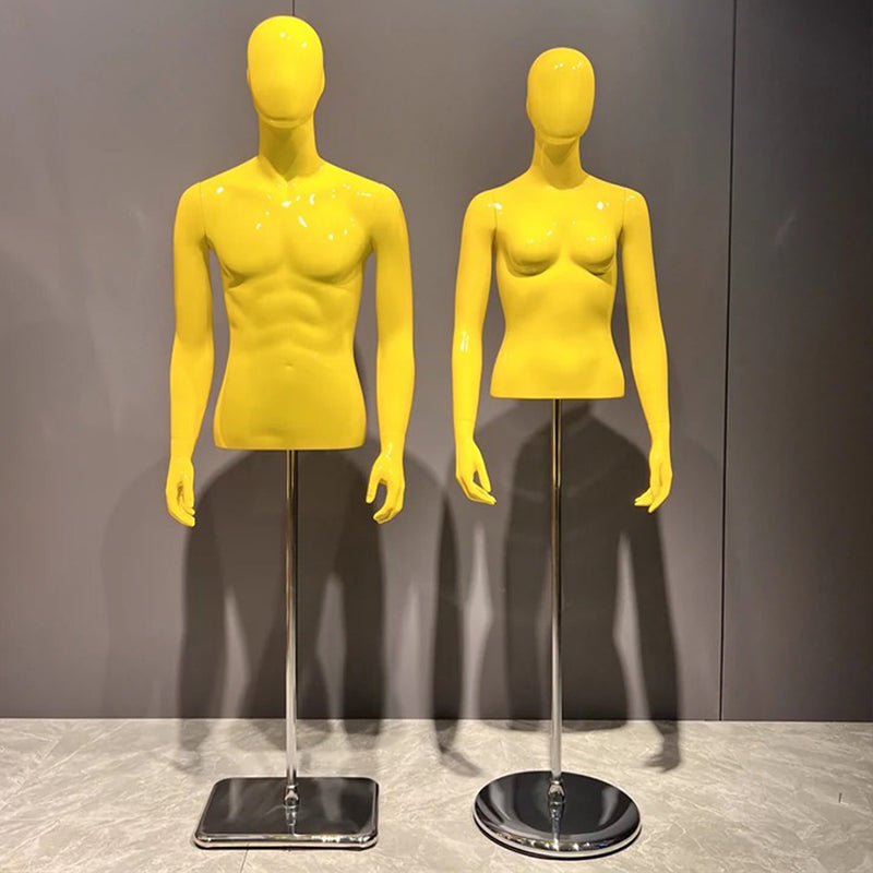 Jelimate Half Body Female Male Display Mannequin Torso,Yellow Fiberglass Men Women Dress Form Adjustable,Boutique Store Clothing Display Dress Form