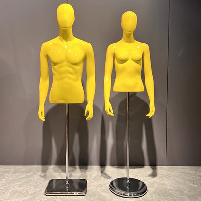 Jelimate Half Body Female Male Display Mannequin Torso,Yellow Fiberglass Men Women Dress Form Adjustable,Boutique Store Clothing Display Dress Form