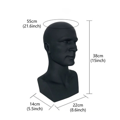 Jelimate Realistic Male Mannequin Head Art,Window Display Men Head Mannequin,Men Store Plastic Mannequin Head Dress Form,Home Decoration Head Manikin Hat Display Stand,Headphone Mask Scarf Sunglasses Display Head Model