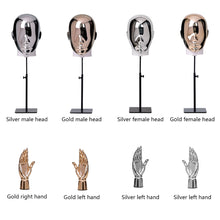 Load image into Gallery viewer, Jelimate Luxury Gold Silver Mannequin Head Form,Wig Head Mannequin Hand Stand,Window Display Dummy Head Dress Form Manikin
