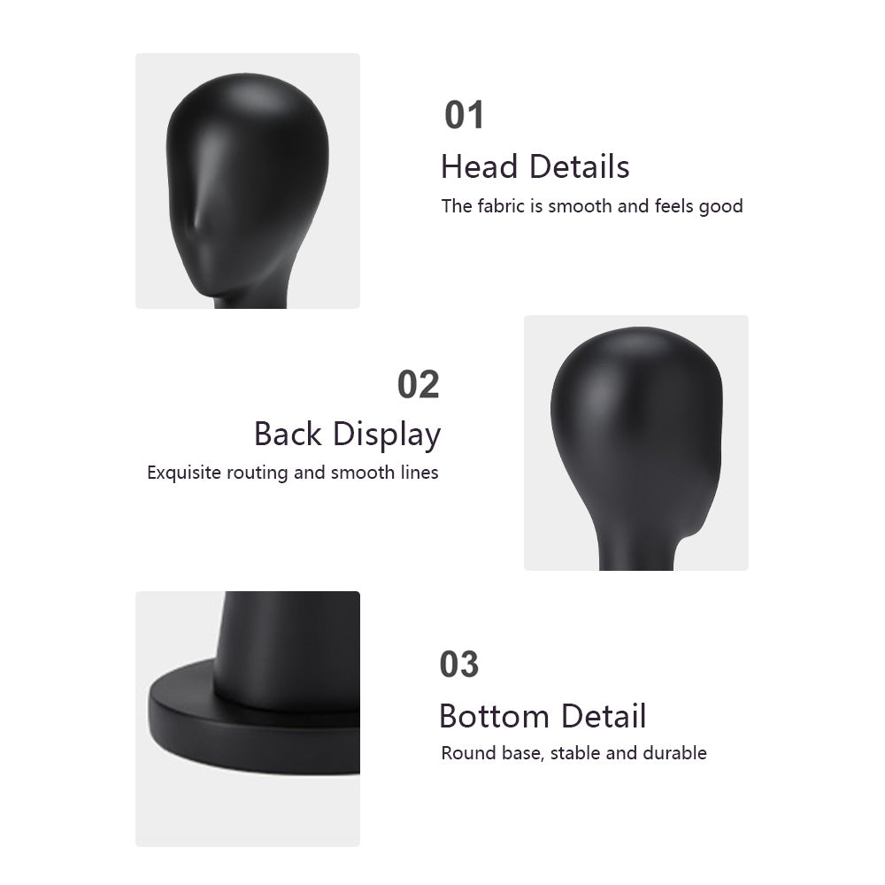 Jelimate Luxury Black Female Mannequin Head Bust,Shop Window Display Manikin Head For Wigs,Hat Headband Jewelry Display Head Model Dummy Head