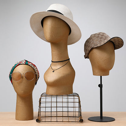 Jelimate Brown Kraft Paper Mannequin Head Dress Form,Wig Display Head Mannequin Jewelry Display Stand Sunglasses Holder,Wig Head Manikin Jewelry Ornaments Headband Headphone Scarf Hat Display Head Model