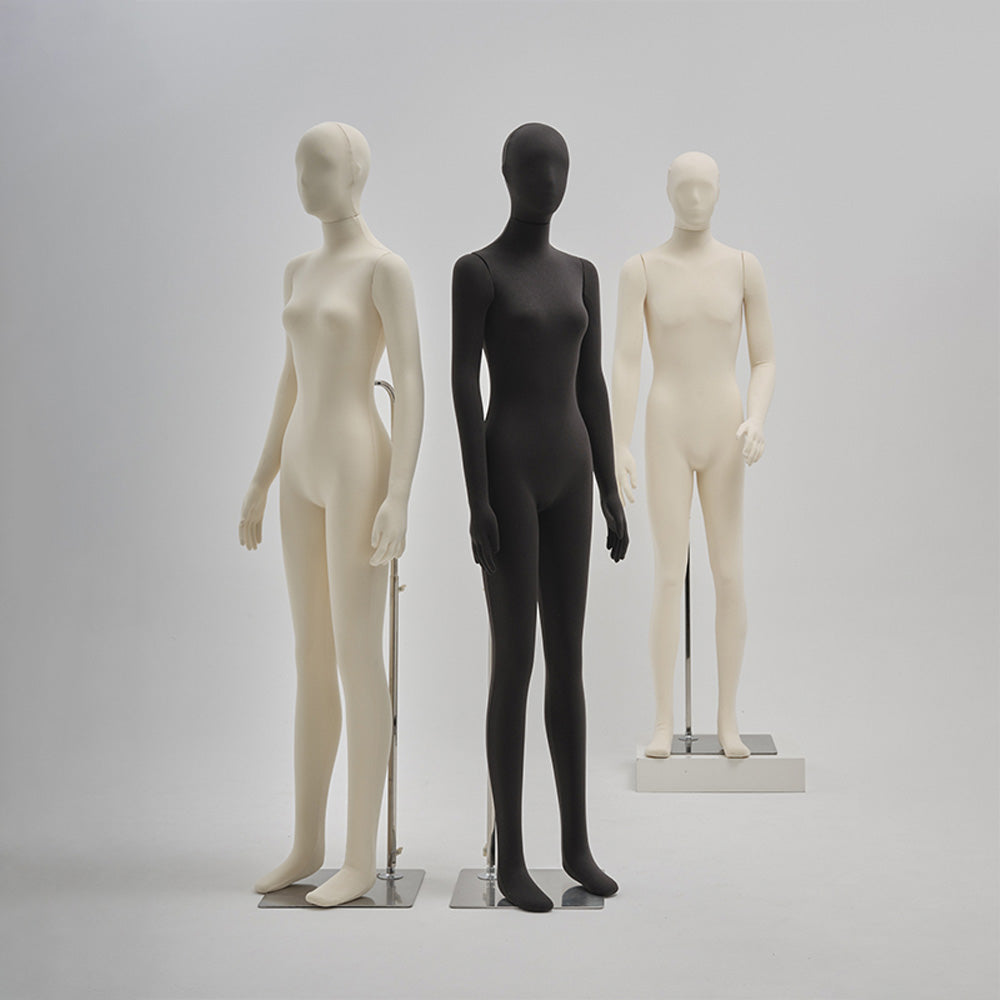 Jelimate Female Male Full Body Sitting Standing Flexible Mannequin,Black Beige Fully Pinnable Soft Foam Dress Form,Jewelry Clothing Mannequin Body