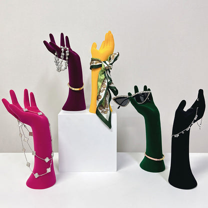 JELIMATE Luxury Colorful Velvet Mannequin Hand Display Model,Female Mannequin Hand Jewelry Display Stand,Scarf Sunglasses Necklace Ring Display Hand Dress Form