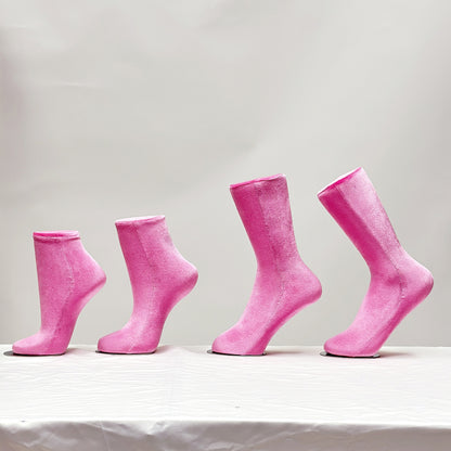 JELIMATE Feet Mannequin For Sock Display Mannequin Leg,Pink Velvet Mannequin Foot Display Model,Ankle Mannequin For Shoe Sock Anklet Display Stand Foot Manikin,Female Foot Mannequin Dress Form