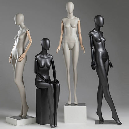 Jelimate Luxury Female Full Body Mannequin in Standing&Sitting,Grey Black Lacquered Female Fiberglass Mannequin Dress Form,Window Display Female Full Body Model,Fashion Clothing Store Clothing Display Mannequin Shooting Dummy