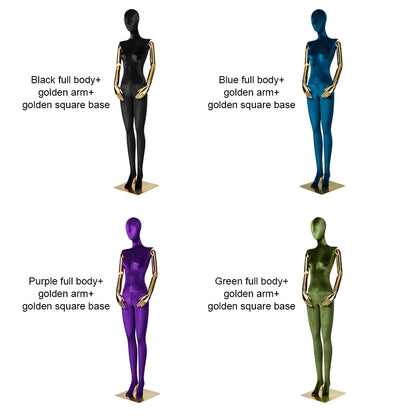 Jelimate Female Full Body,Half Body,Sitting Pose Dress Form Mannequin,Colorful Velvet Mannequin Torso With Gold Hands,Clothes Store Clothing Display Mannequin,Wig Head Manikin Female Display Dress Form Model