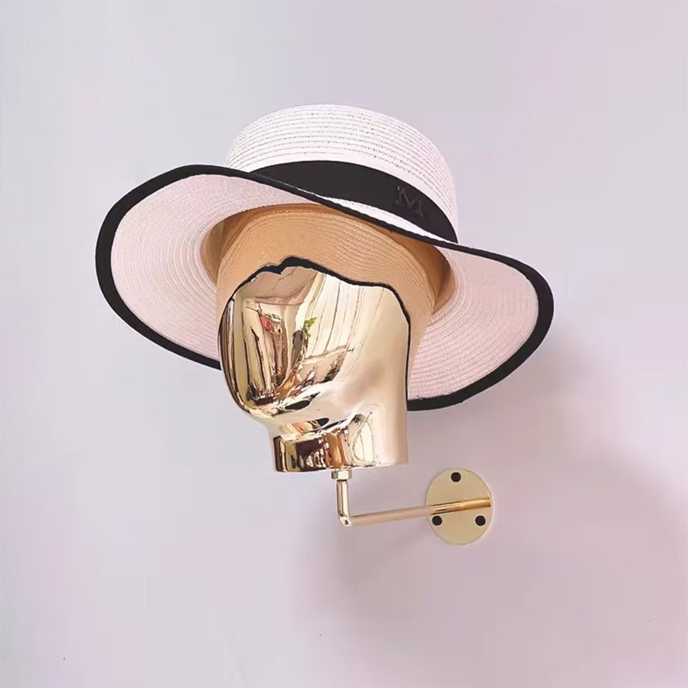Jelimate Female Male Plated Silver Gold Mannequin Head Wall Hat Display Stand,Manikin Head Mannequin Hat Holder,Hat Display Mannequin Head for Wigs