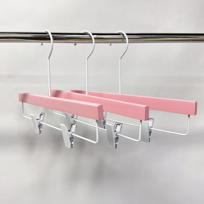 Jelimate Clothing Shop Pink Wooden Hanger Non Slip Luxury Clothing Hanger,Wedding Dress Shirt Coat Pant Trouser Bottom Clip Hanger With Long White Hook Wood Hanger