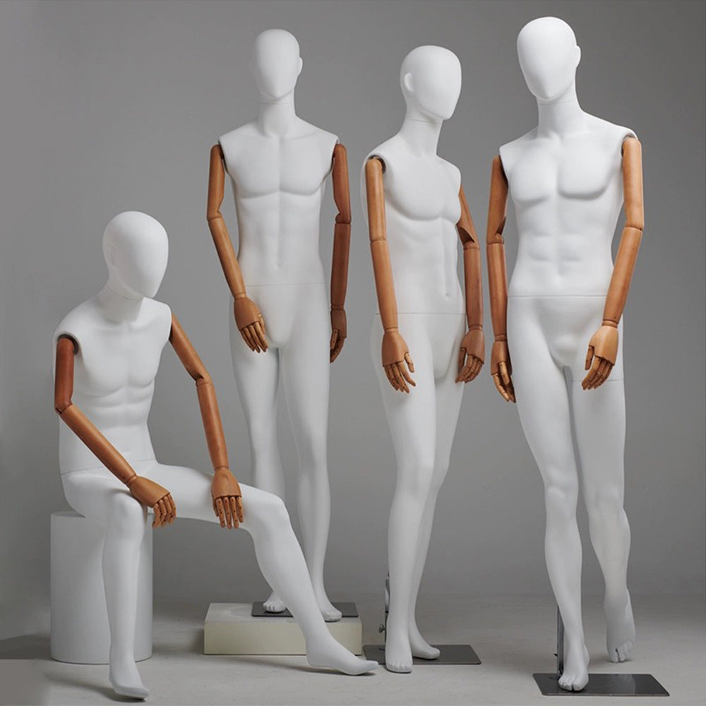 Jelimate High End White Full Body Male Mannequin With Flexible Wooden Arms,Window Dress Form Shoulder Model,Men Dress Form Clothing Model