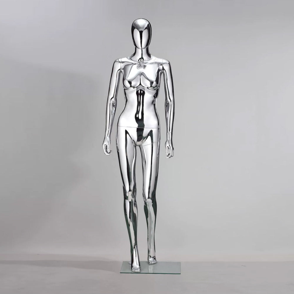 Jelimate High Quality Mirror Silver Male Female Mannequin Full Body,Plating Chrome Women Men Dress Form,Fashion Window Clothing Display Mannequin