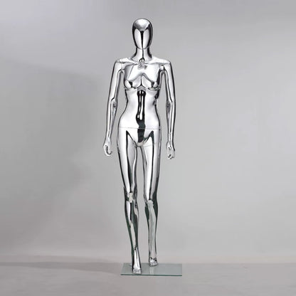 Jelimate High Quality Mirror Silver Male Female Mannequin Full Body,Plating Chrome Women Men Dress Form,Fashion Window Clothing Display Mannequin