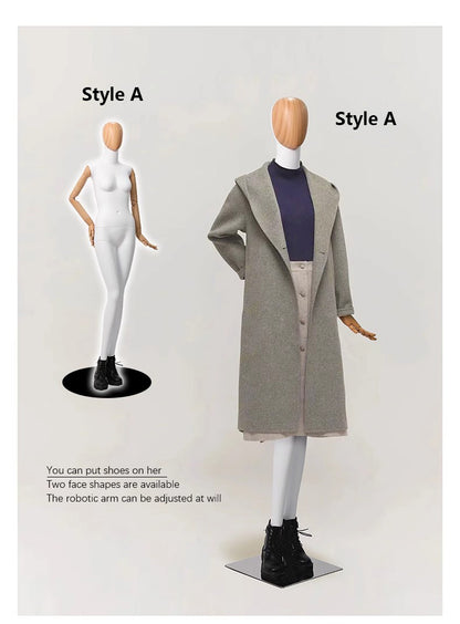 Jelimate High End Female Dress Form Mannequin Full Body,Clothing Store Clothing Display Model with Wood Grain Head,Adult Women Dummy Plastic Wooden Arms