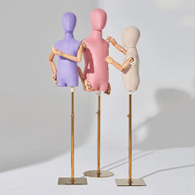 Load image into Gallery viewer, Jelimate Clothing Store Kid Display Mannequin Torso Dummy,Colorful Linen Dress Form With Wooden Arms,Manikin Head Child Model Clothing Dress Form
