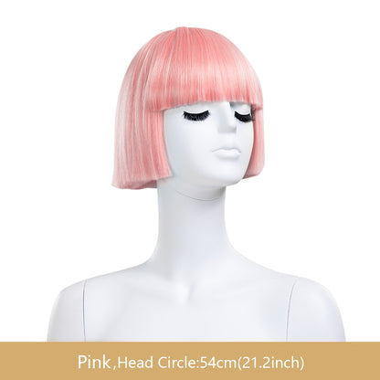 Jelimate Luxury Female BoBo Wigs,Candy-Colored Bangs Short Straight Hair,Women Hair for Clothing Store Mannequin Head Decoration,Clothing Dress Form With Wigs