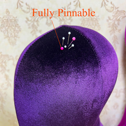 Jelimate Fully Pinnable Velvet Mannequin Head Stand,Colorful Velvet Dress Form Torso,Wig Head Manikin Headband Hat Sunglasses Jewelry Display Head