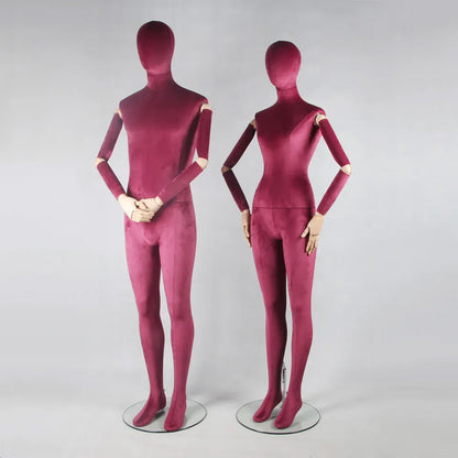 Jelimate Fashion Female Male Mannequin Full Body Dress Form,Window Display Colorful Velvet Dress Form Torso,Clothing Dress Form Manikin Head Wooden Arms