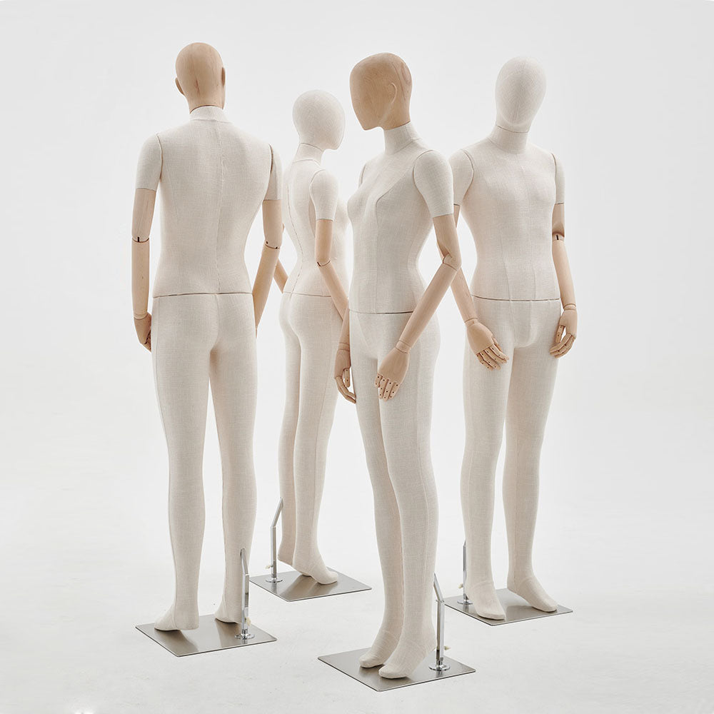 Jelimate Luxury Window Male Female Full Body Dress Form,Women Men Mannequin Torso With Wood Head,Clothing Display Model Display Dummy with Wooden Arms