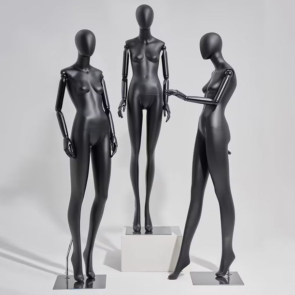 Jelimate Luxury Female Full Body Mannequin in Standing&Sitting,Grey Black Lacquered Female Fiberglass Mannequin Dress Form,Window Display Female Full Body Model,Fashion Clothing Store Clothing Display Mannequin Shooting Dummy