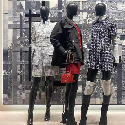 Jelimate Luxury Female Full Body Mannequin in Standing&Sitting,Grey Black Lacquered Female Fiberglass Mannequin Dress Form,Window Display Female Full Body Model,Fashion Clothing Store Clothing Display Mannequin Shooting Dummy