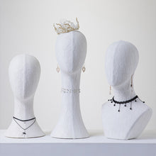 Lade das Bild in den Galerie-Viewer, Jelimate Full Pinnable Linen Lace Velvet Mannequin Head Form,Wig Head Mannequin Dress Form,Jewelry Headband Hat Display Head Manikin
