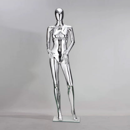 Jelimate High Quality Mirror Silver Male Female Mannequin Full Body,Plating Chrome Women Men Dress Form,Fashion Window Clothing Display Mannequin