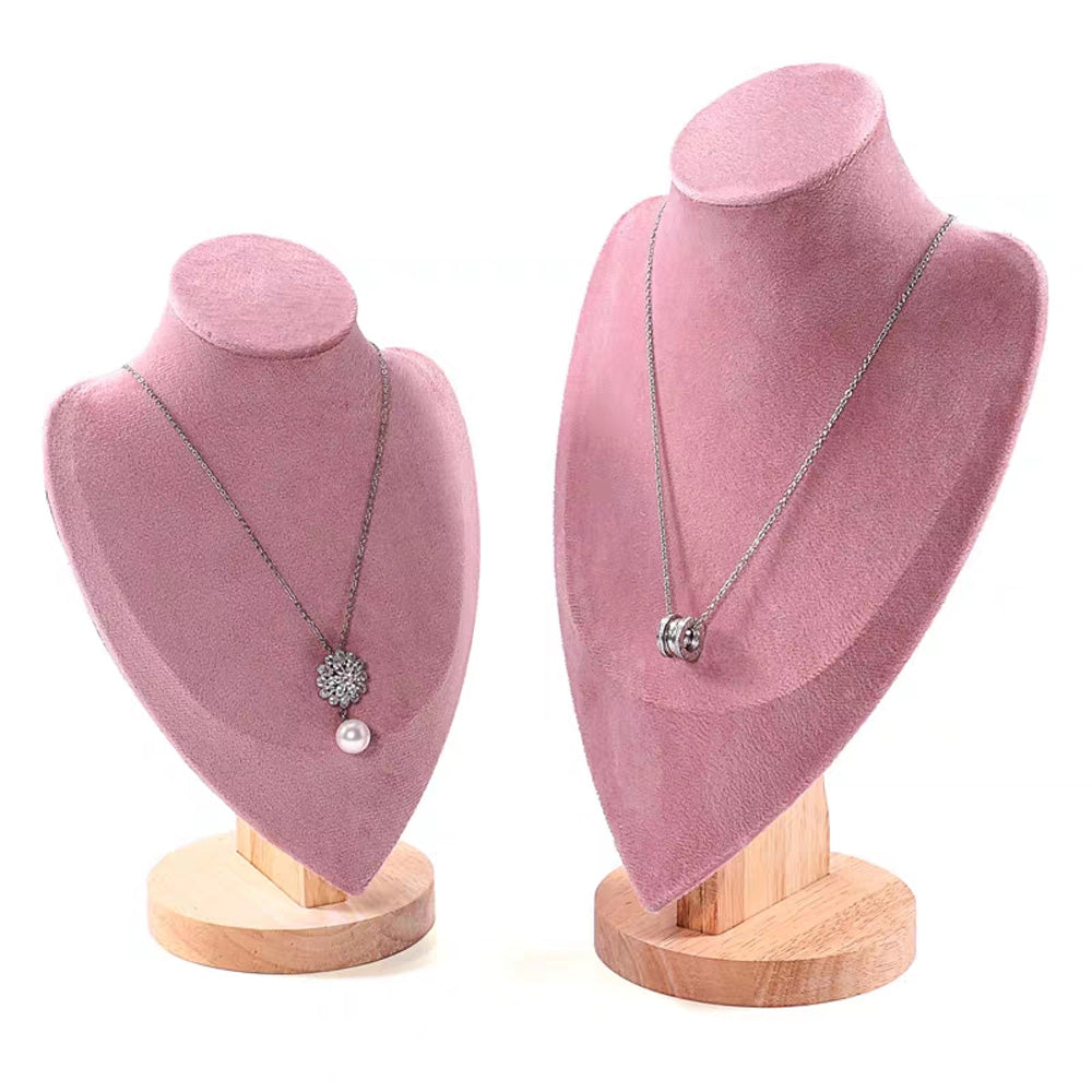 Jelimate Busto per esposizione di collane in velluto rosa di fascia alta, supporto per gioielli di lusso con busto per esposizione di gioielli, supporto per collane per gioielleria