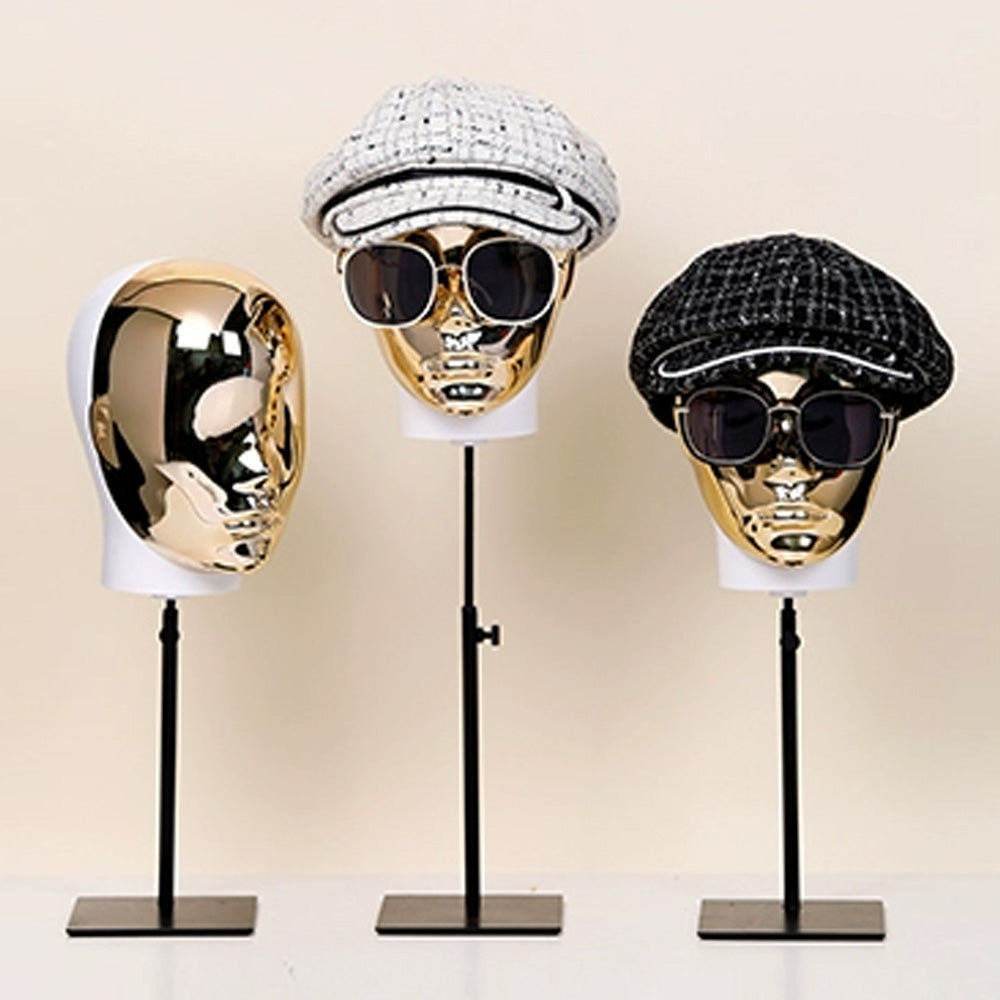 Jelimate Forma di testa di manichino in oro argento di lusso, supporto per manichino con testa di parrucca, manichino con testa manichino per vetrina