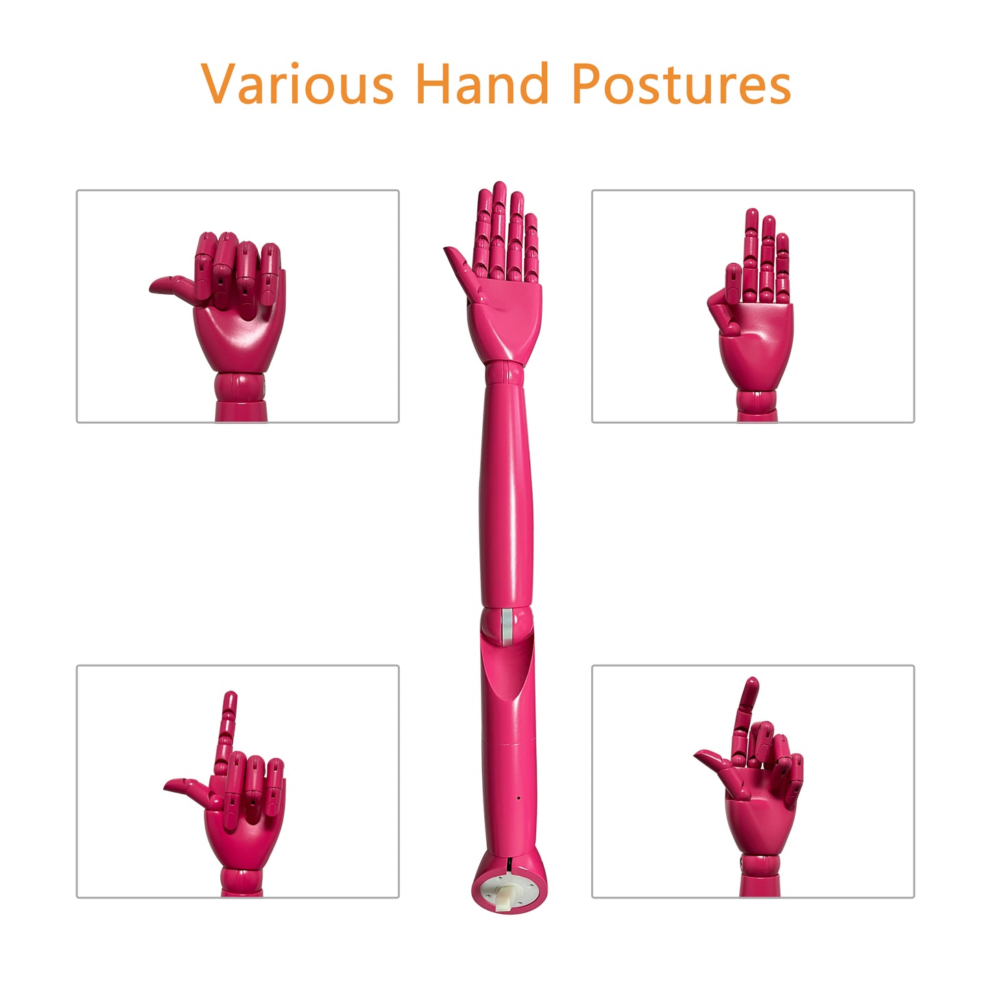 Jelimate Movable Colorful Wooden Mannequin Hand Dress Form,Female Mannequin Arms Wood Hand Model,Jewelry Display Mannequin Hand Stand