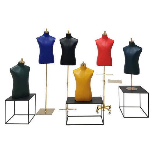 Jelimate High-end Clothing Boutique Male Mannequin Torso,Colorful Leather Mannequin Male Body for Pants/Suit Display,Men Dress Form with Metal Base