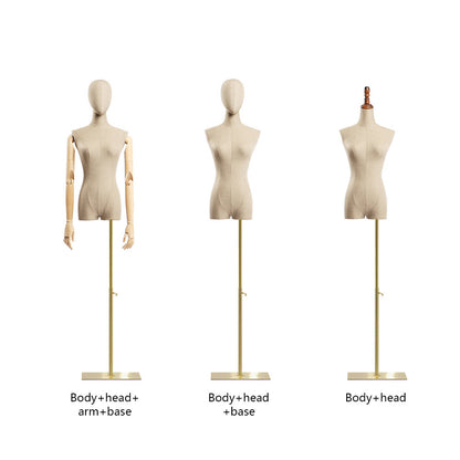 Jelimate Clothing Store Fashion Lady Display Dress Form Torso,Half Body Female Mannequin Torso Stand,Women Fabric Wrapped Mannequin Linen Dress Form