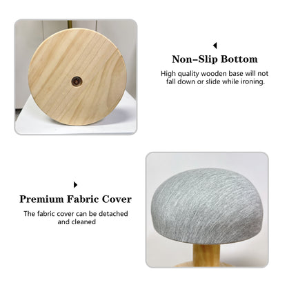 Jelimate Round Wooden Ironing Board Portable Tailor Pressing Board Miniature Sleeve Board Household Ironing Stool Tailoring Ham Multi-functional