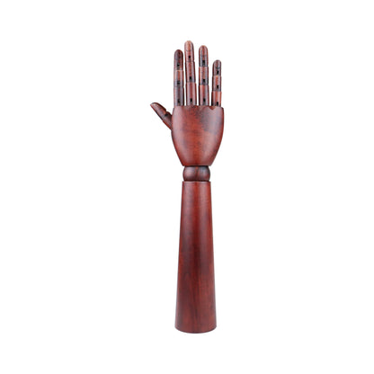 Jelimate Natural Wood Color Red Brown Black Wooden Hand Mannequin,Flexible Fingers Sunglasses Jewelry Display Mannequin Hand Model,Home Decoration Hand Dress Form Ring Display Stand