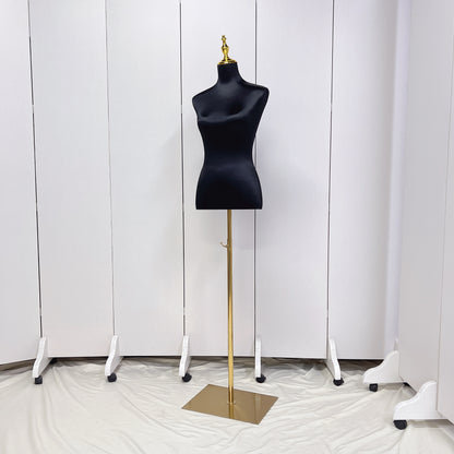 Jelimate Clearance Satin Female Half Body Mannequin,Women Silk Dress Form Adjustable Clothing Display Model,Female Display Mannequin Torso with Gold Base