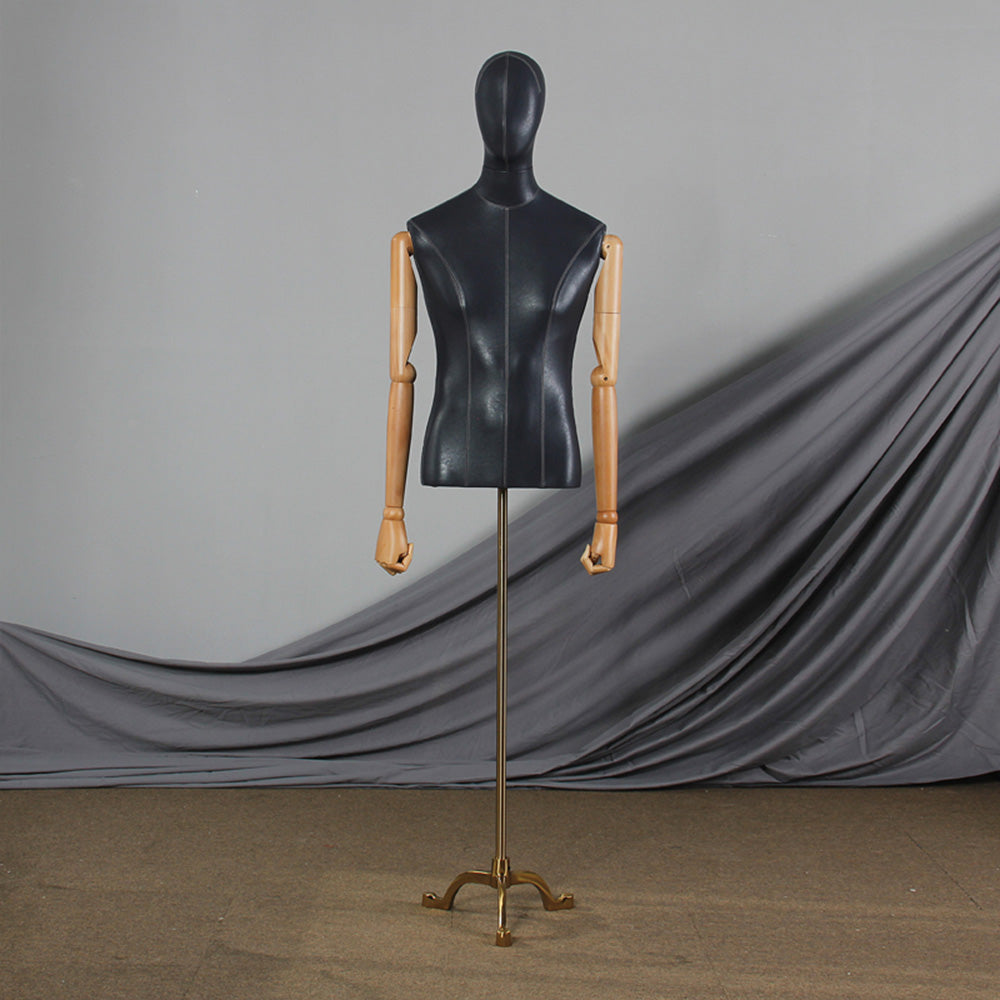 Jelimate Colorful Half Body Male Mannequin Torso Stand,Leather Fabric Wrapped Mannequin Clothing Dress Form,Boutique Store Men Dress Form Torso Model