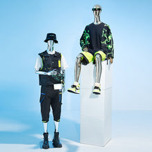 Load image into Gallery viewer, Jelimate Luxury Mirror Silver Gold Male Mannequin Full Body Dress Form,Window Display Men Mannequin Torso Stand,Clothing Dress Form Mannequin Body Form
