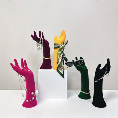 Jelimate High End Left Female Mannequin Hand Stand,Colorful Velvet Dress Form Ring Display Hand Model Props,Sunglasses Jewelry Display Mannequin Hand