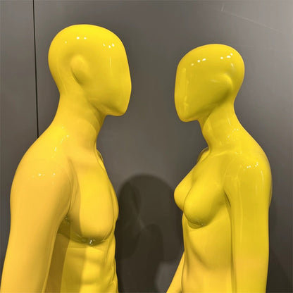 Jelimate Half Body Female Male Display Mannequin Torso,Yellow Fiberglass Men Women Dress Form Adjustable,Boutique Store Clothing Display Dress Form