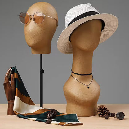 Jelimate Brown Kraft Paper Mannequin Head Dress Form,Wig Display Head Mannequin Jewelry Display Stand Sunglasses Holder,Wig Head Manikin Jewelry Ornaments Headband Headphone Scarf Hat Display Head Model