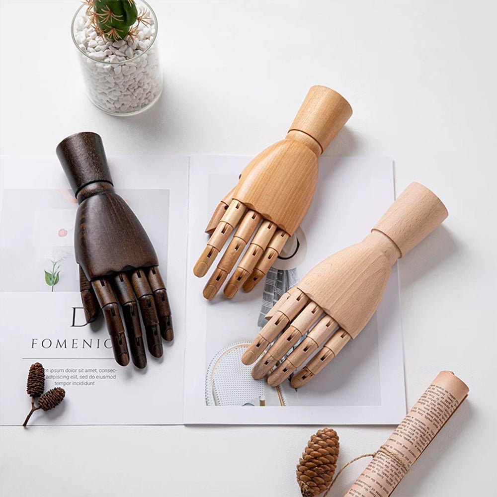 Jelimate Vintage Female Male Mannequin Hand Wooden Hands,Left Right Hand Model Wood Mannequin Hand,Movable Human Artist Manikin Hand,Shop Home Decor Gloves Ring Jewelry Display Hand Form