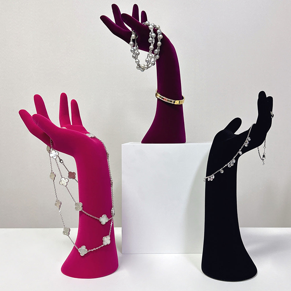 JELIMATE Luxury Colorful Velvet Mannequin Hand Display Model,Female Mannequin Hand Jewelry Display Stand,Scarf Sunglasses Necklace Ring Display Hand Dress Form