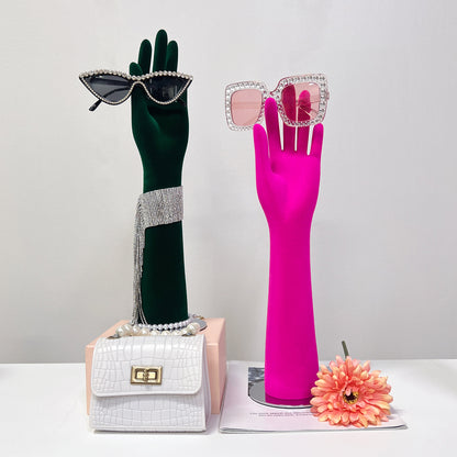 Jelimate Luxury Colorful Coating Velvet Mannequin Hand,Female Left Hand Model For Jewelry Display,Bag Sunglasses Ring Display Hand Dress Form Props