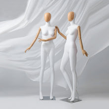 Load image into Gallery viewer, Jelimate High End Female Dress Form Mannequin Full Body,Clothing Store Clothing Display Model with Wood Grain Head,Adult Women Dummy Plastic Wooden Arms
