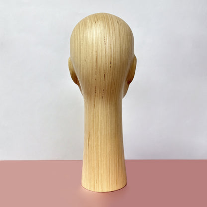 Jelimate Natural Wood Color Wooden Mannequin Head,Long Short Wood Head Mannequin Stand,Sunglasses Wig Headband Hat Display Mannequin Head Model