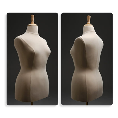 Jelimate Half Body Plus Size Mannequin Female Dress Form,Fully Pinnable Mannequin Torso for Sewing and Dress Display,Beige Velvet Dress Form Torso