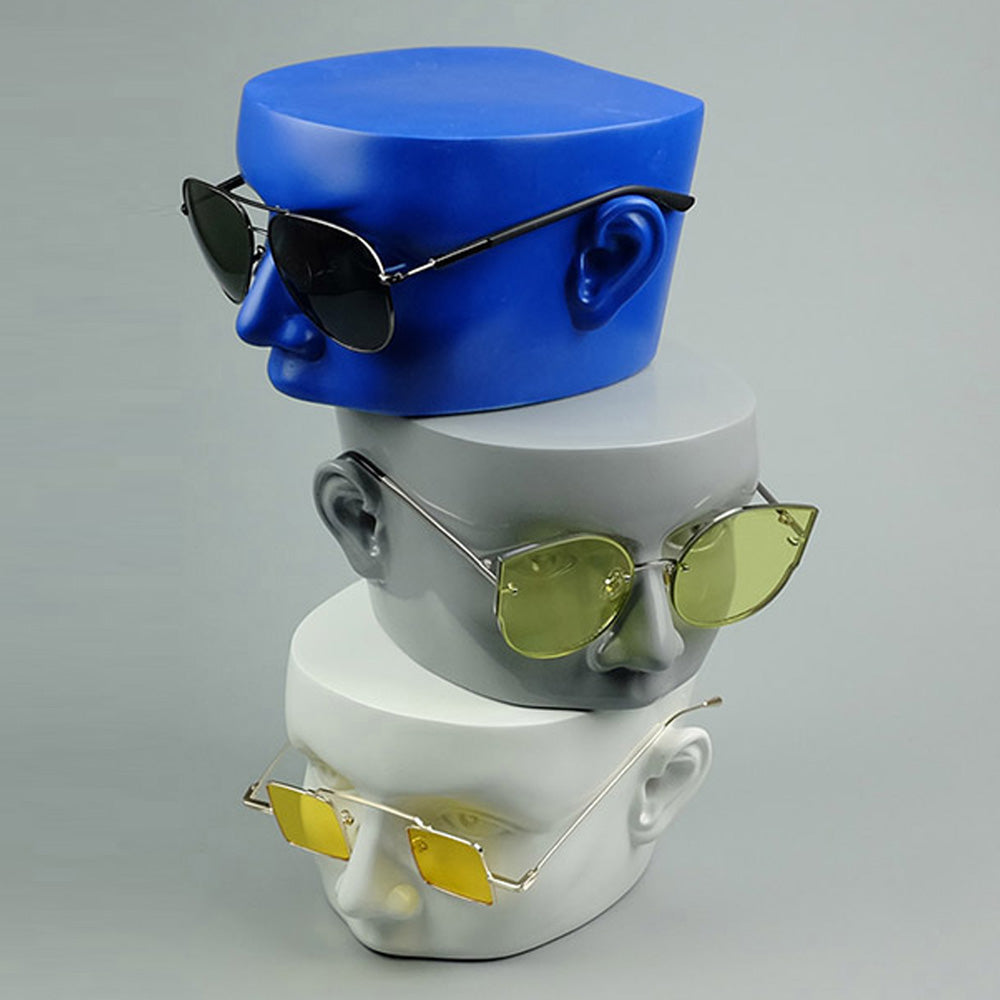 Jelimate Supporto per testa di manichino maschile trasparente colorato, espositore per occhiali supporto per occhiali da sole display testa forma portaoggetti per occhiali da sole JMCH01