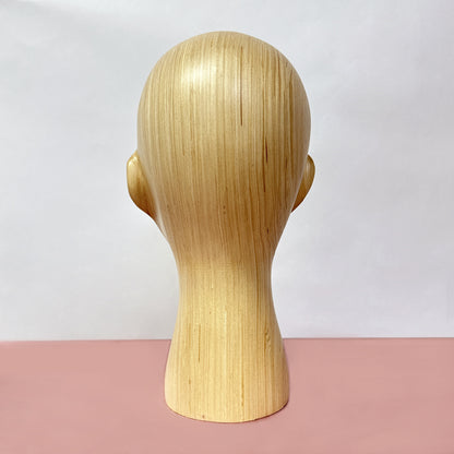 Jelimate Natural Wood Color Wooden Mannequin Head,Long Short Wood Head Mannequin Stand,Sunglasses Wig Headband Hat Display Mannequin Head Model