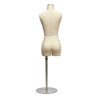 Maniquí de costura para mujer en miniatura de JELIMATE con muslo corto y brazos suaves, maniquí de sastre de altura ajustable, maniquí de costura a media escala, color beige, talla 8