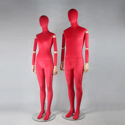 Jelimate Fashion Female Male Mannequin Full Body Dress Form,Window Display Colorful Velvet Dress Form Torso,Clothing Dress Form Manikin Head Wooden Arms